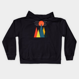 Minimalist Abstract Nature Art #38 Linear and Colorful Mountains Kids Hoodie